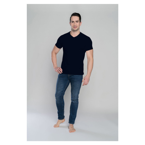 Ikar T-shirt with short sleeves and V-neck - black Italian Fashion