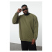 Trendyol Khaki Plus Size Crew Neck Oversize/Wide Cut Fleece Inside/Warm Sweatshirt