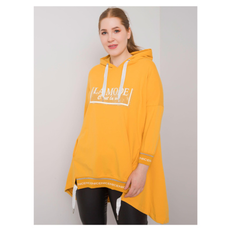 Dark yellow women's plus size sweatshirt with pocket