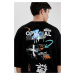 DEFACTO Loose Fit Crew Neck Back Printed Short Sleeve T-Shirt