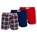 Pánske trenírky 3P WOVEN BOXER PRINT UM0UM02847 0W1 červené-tm.modré-káro - Tommy Hilfiger