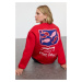 Trendyol Red Printed Oversize/Wide Pattern Crew Neck Thick Polar Fleece Knitted Sweatshirt