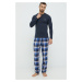 Bavlnené pyžamo Emporio Armani Underwear tmavomodrá farba, vzorovaná