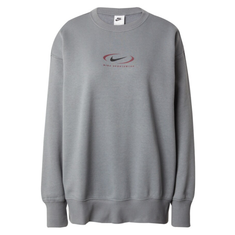 Nike Sportswear Mikina 'Swoosh'  sivá melírovaná / burgundská / čierna