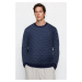 Trendyol Indigo Casual Slim Slim Fit Crew Neck Striped Knitwear Sweater