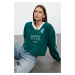 Trendyol Emerald Green Color Blocked Oversize Crop Thick Knitted Sweatshirt