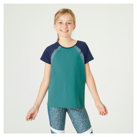 Dievčenské tričko na cvičenie s500 zelené DOMYOS