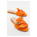 LuviShoes T01 Orange Women's Satin Slippers with Stones