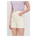 Rifľové krátke nohavice Wrangler dámske, jednofarebné, vysoký pás