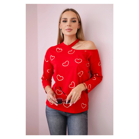 Blouse with a red heart print