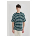 DEFACTO Comfort Regular Fit Relaxed Pattern Crew Neck Striped Short Sleeve T-Shirt