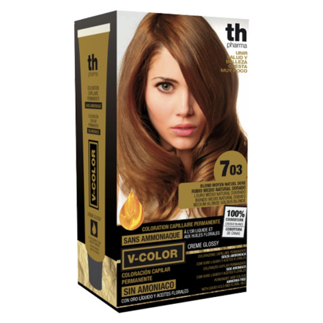TH Pharma Farba na vlasy V-color stredná zlatá prírodná blond č. 7.03 - Tahe
