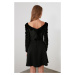 Trendyol Black Sleeves Shrapnel Velvet Dress