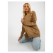 Camel oversize cardigan with holes by RUE PARIS