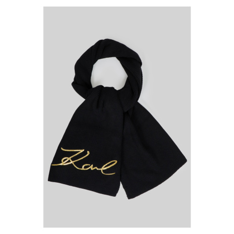 Šál Karl Lagerfeld K/Signature Wool Knit Scarf Čierna