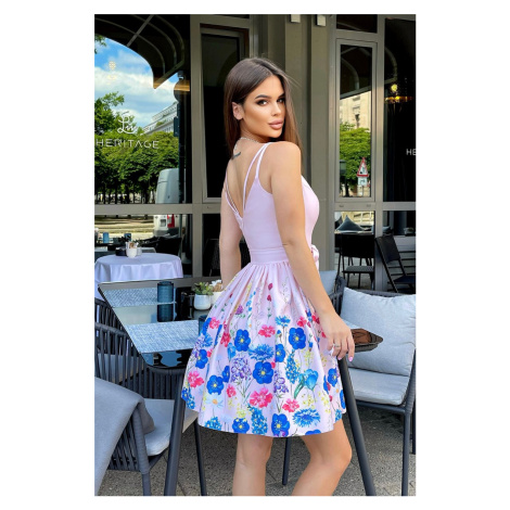 Svetloružovo kvetované krátke šaty Ellie