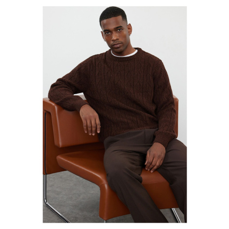 Trendyol Tile Regular Crew Neck Textured Knitwear Sweater