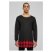 Long Fannelle Bottom Open Edge Crewneck blk/blk/red