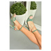 Fox Shoes S569815714 Green Silvery Heeled Evening Shoes