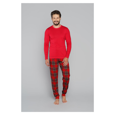 Men's pyjamas Narwik, long sleeves, long pants - red/print Italian Fashion