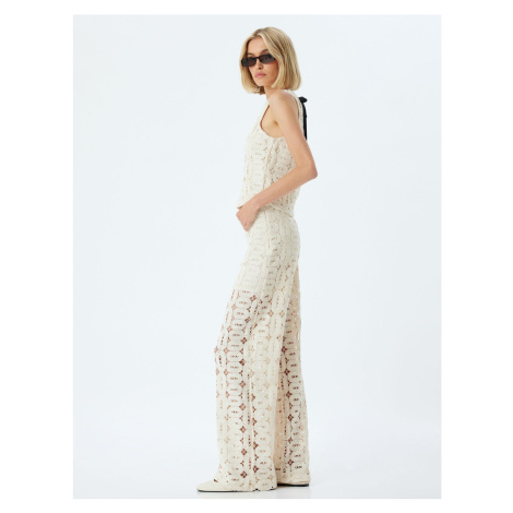 Koton Crochet Trousers Wide Leg Half Lined