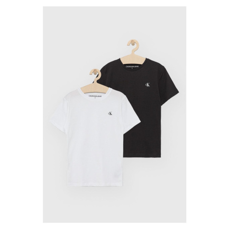 Detské bavlnené tričko Calvin Klein Jeans čierna farba, jednofarebné