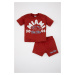 DEFACTO Baby Boy Printed Short Sleeve T-shirt Shorts 2-Piece Set