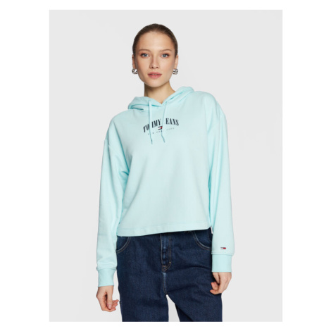 Tommy Jeans Mikina Essential Logo DW0DW14852 Modrá Relaxed Fit Tommy Hilfiger