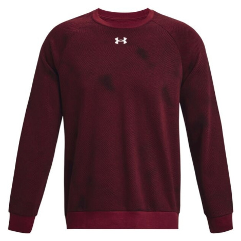 Under Armour RIVAL FLEECE PRINTED CREW Pánska mikina, vínová, veľkosť