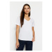 Trendyol White 100% Cotton Basic V-Neck Knitted T-Shirt