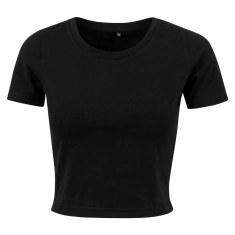 Build Your Brand Dámske crop top tričko s krátkym rukávom - Čierna