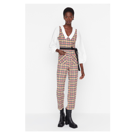 Trendyol Multicolored Belted Collar Detailed Woven Jumpsuit