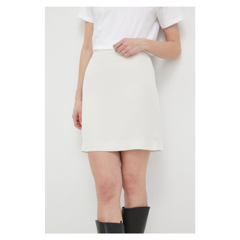 Sukňa Calvin Klein béžová farba, mini, rovný strih
