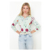 Trendyol Mint Flower Patterned Regular Fit Woven Shirt