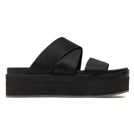 Calvin Klein Jeans Šľapky Flatform Sandal Webbing In Mr YW0YW01361 Čierna