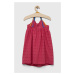 Dievčenské bavlnené šaty Sisley ružová farba, midi, áčkový strih