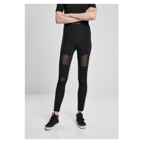 Women's Leggings Flock Lace Inset Black Urban Classics