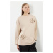 Trendyol Beige Rose Detailed Knitted Tunic