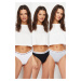 Trendyol Black-Multicolored 3-Pack Cotton Slogan Elastic Detailed Thong Knitted Panties