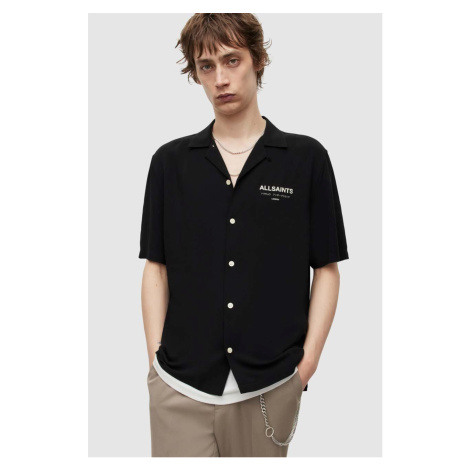 Košeľa AllSaints pánska, čierna farba, regular