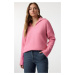 Trendyol Pink Wool Wide Pattern Polo Neck Basic Knitwear Sweater