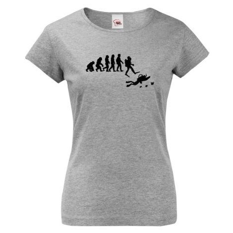 Dámské tričko Evolúcia potápania - na narodeniny alebo len tak