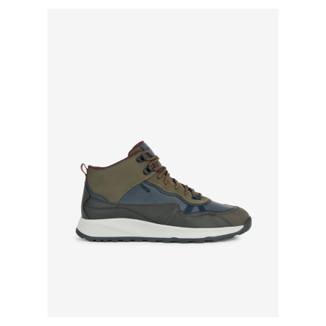 Khaki Mens Ankle Sneakers with Suede Details Geox Terrestre - Men