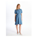 LC Waikiki Shirt Collar Plain Short Sleeve Maternity Jean Dress