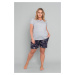 Women's pyjamas Celestina, short sleeves, shorts - light melange/print