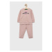 Detská bavlnená tepláková súprava United Colors of Benetton ružová farba