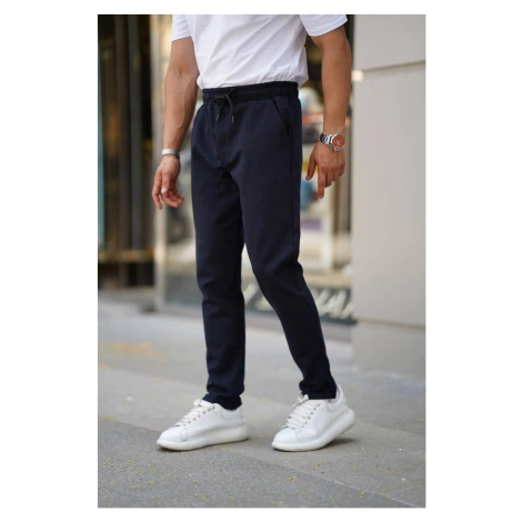 28229 Dewberry Elastic Lace Mens Jogger Pants-NAVY BLUE