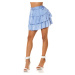 Sexy Satin Mini Skirt with Frills babyblue Einheitsgroesse