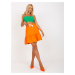 Orange mini sweatshirt skirt with frills