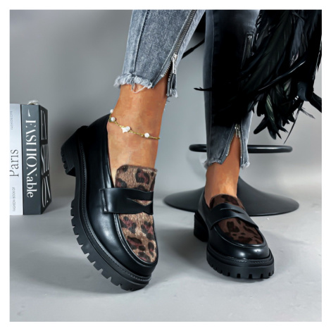 Čierne leopardie mokasíny iMóda